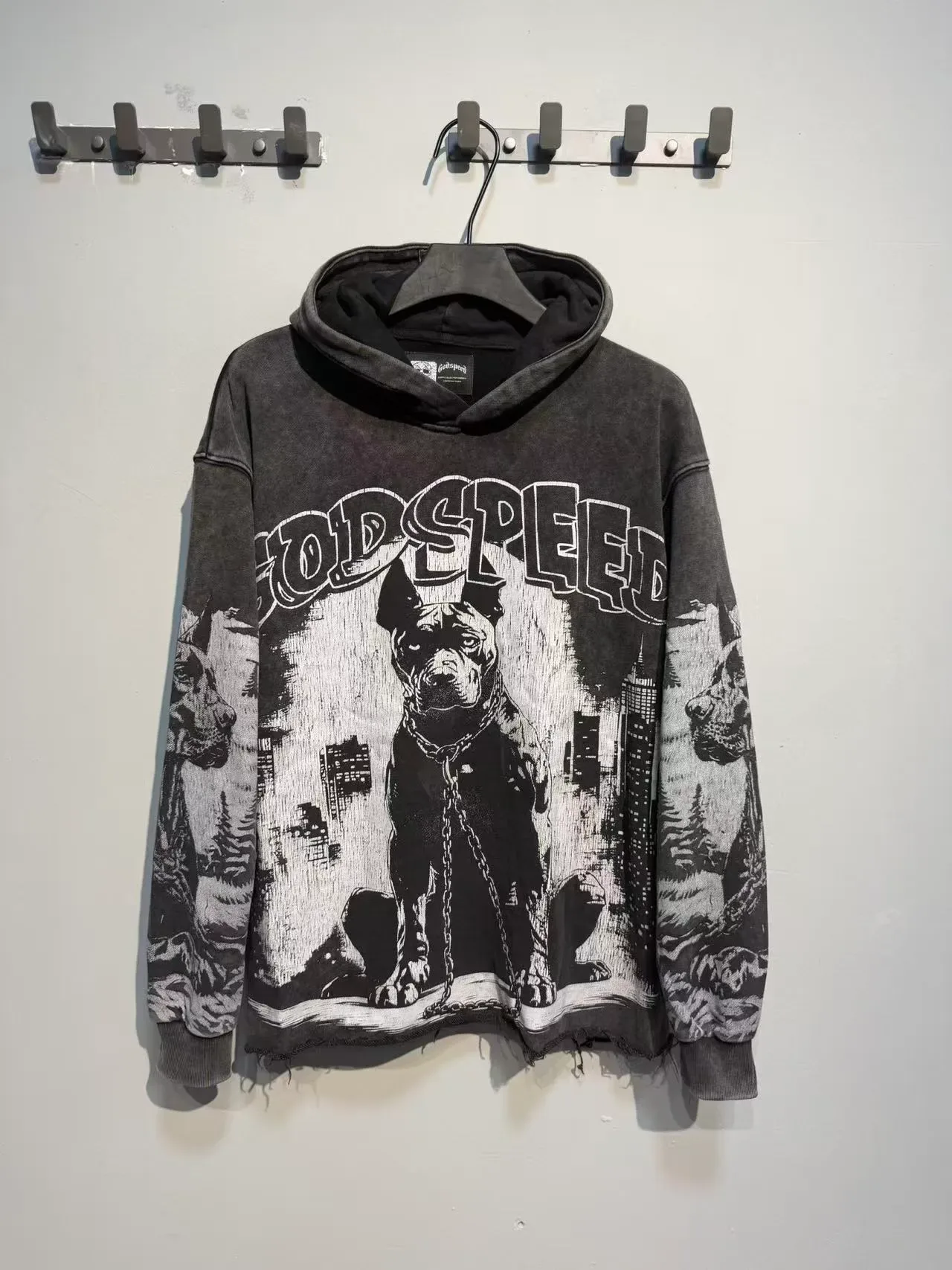 Godspeed Graphic Print Distressed Moletom Preto 6