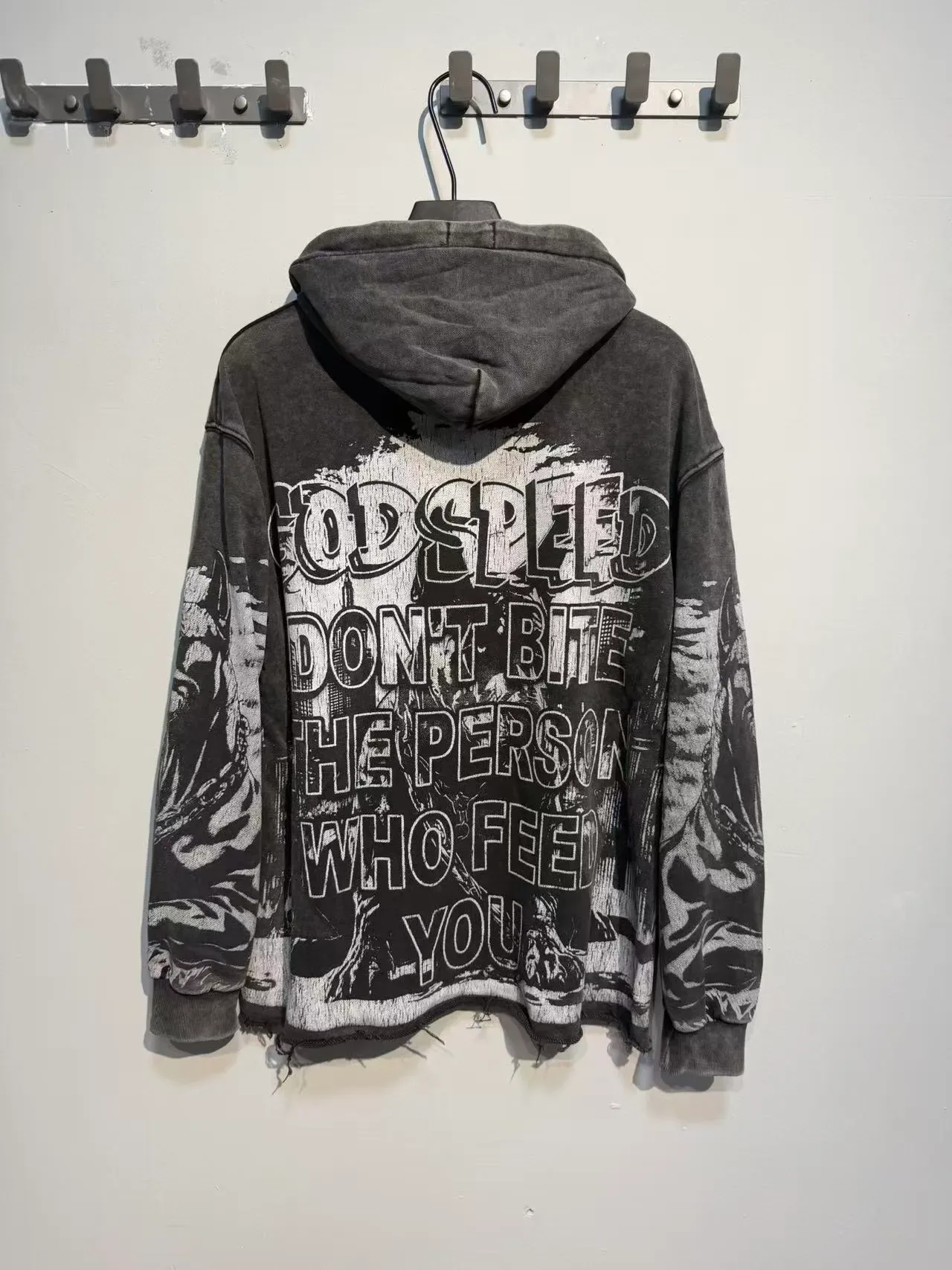 Godspeed Graphic Print Distressed Moletom Preto 7