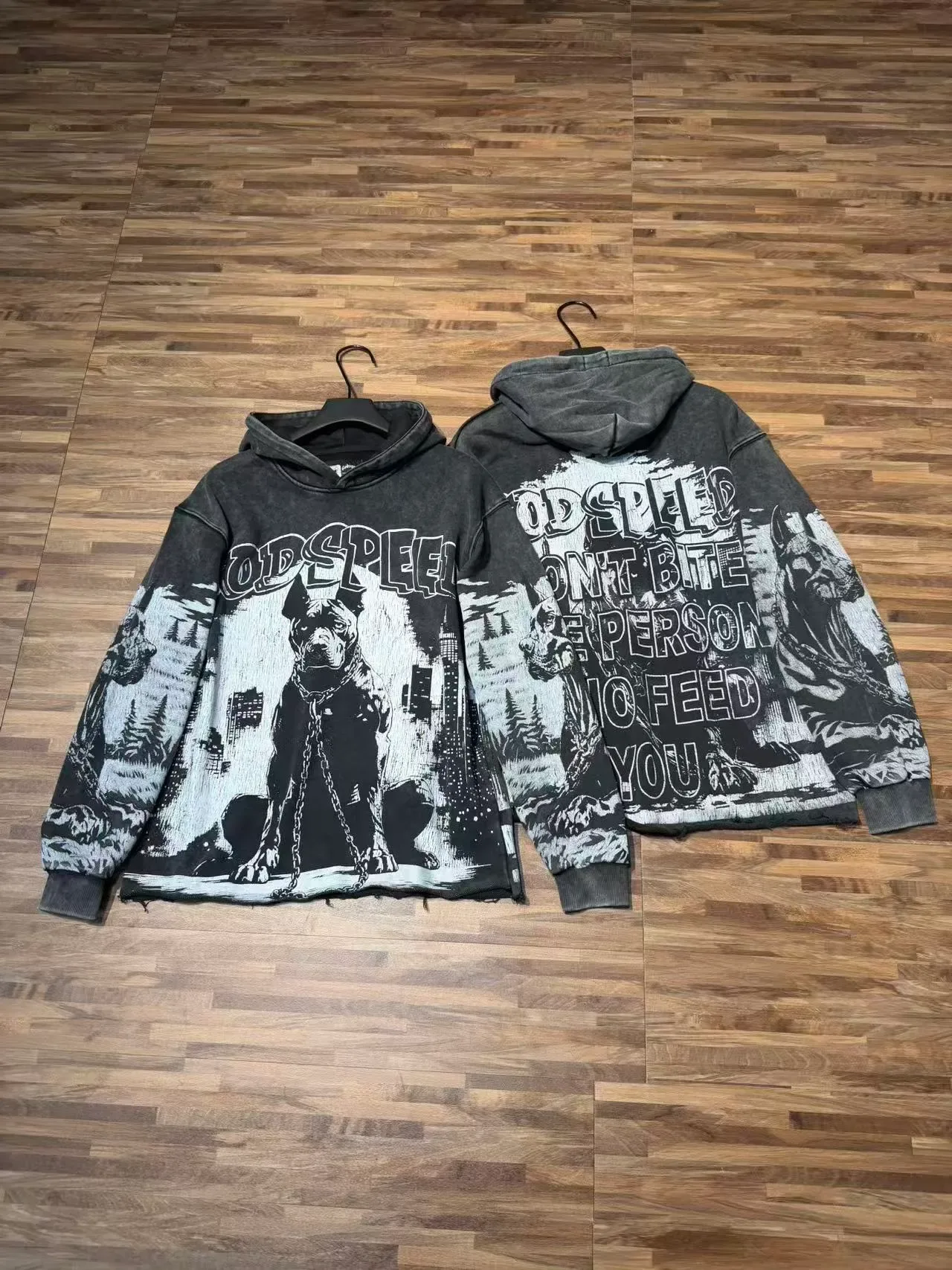 Godspeed Graphic Print Distressed Moletom Preto 9