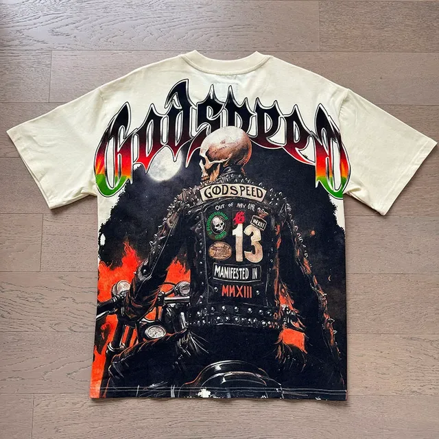 Godspeed Graphic-Print Embroidered Logo Off-White T-Shirt 5