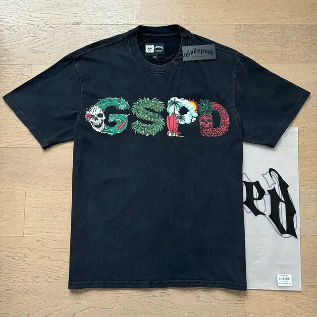 Godspeed Graphic Skull Wave Print Black T-Shirt 3