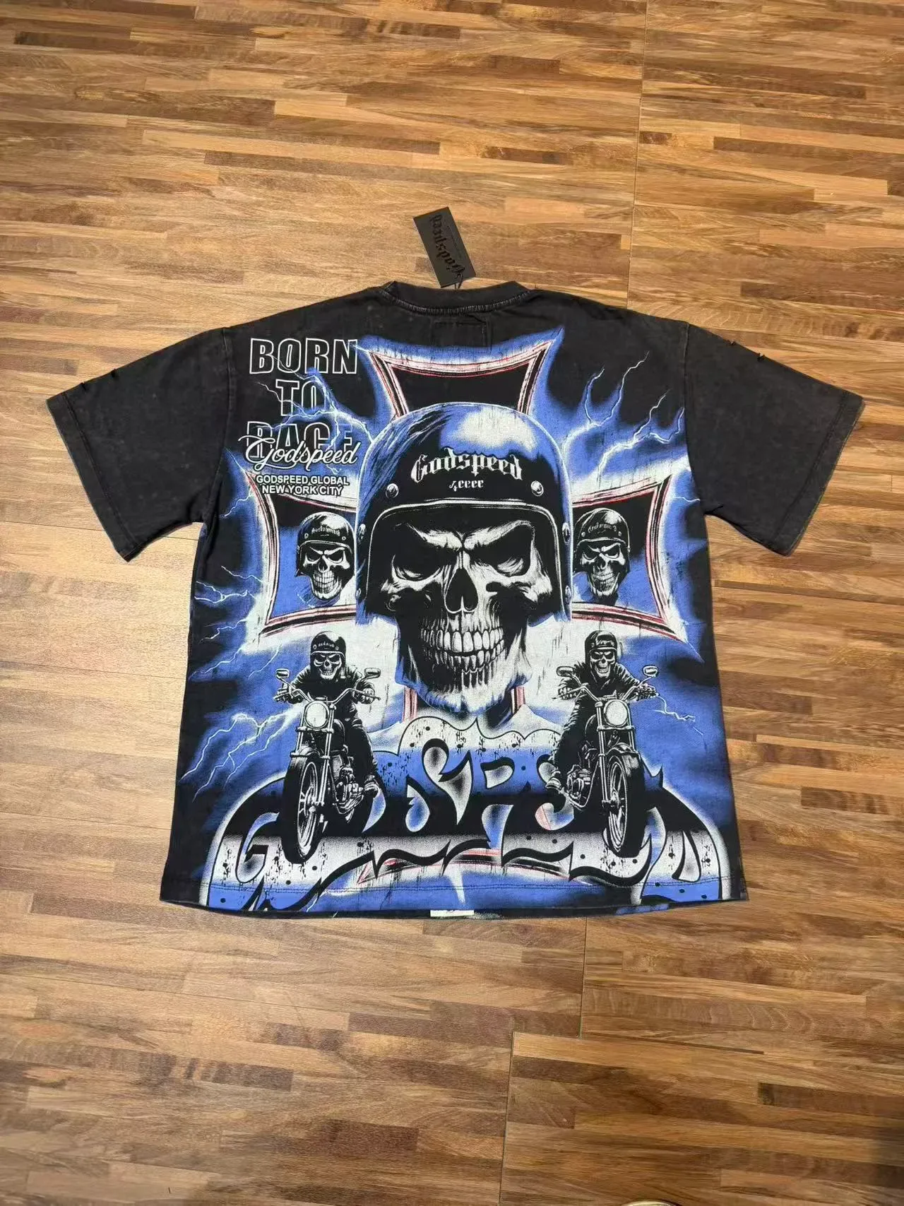 Godspeed Skull Graphic Distressed T-Shirt 4
