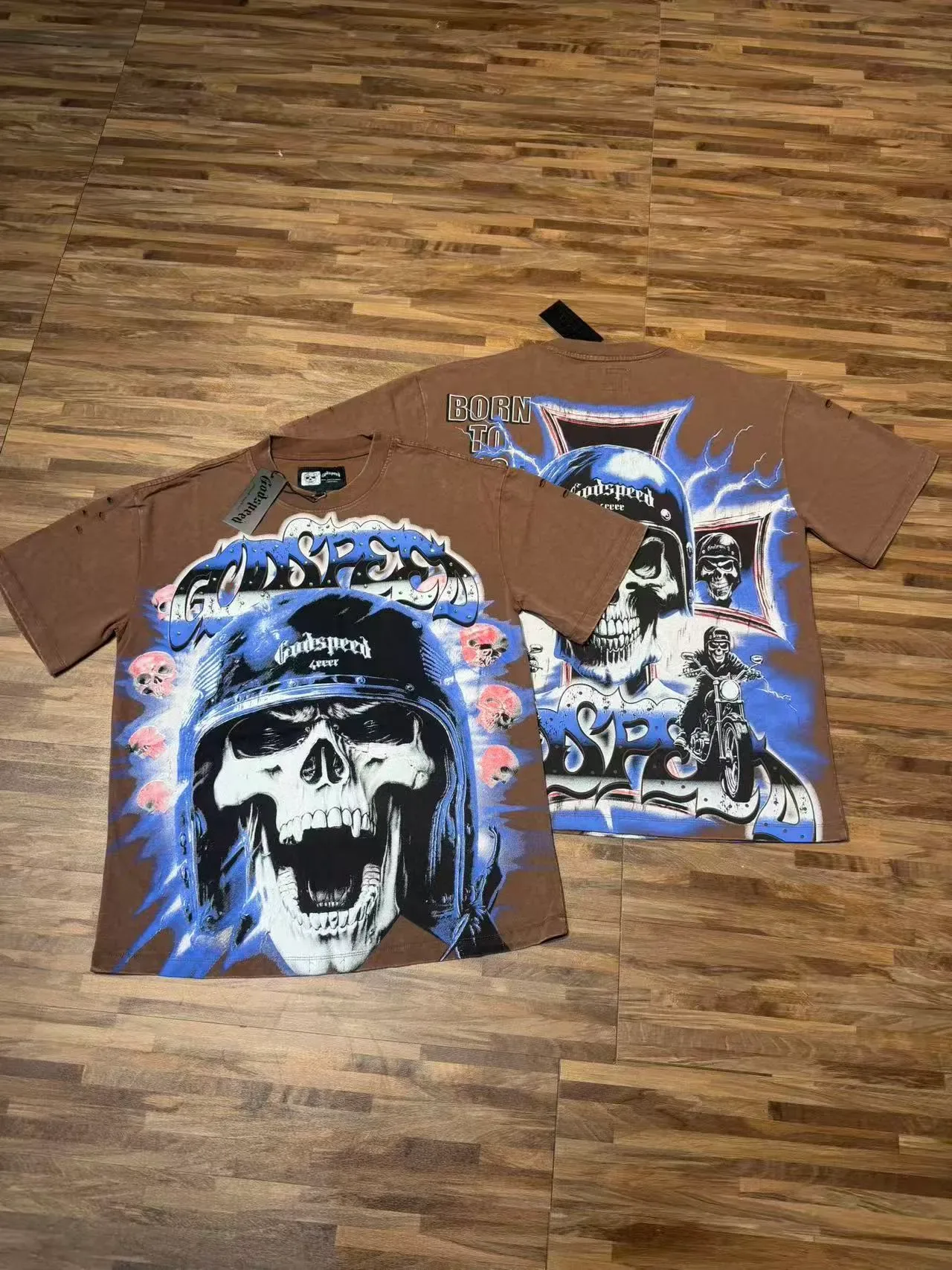 Godspeed Skull Graphic Distressed T-Shirt 5