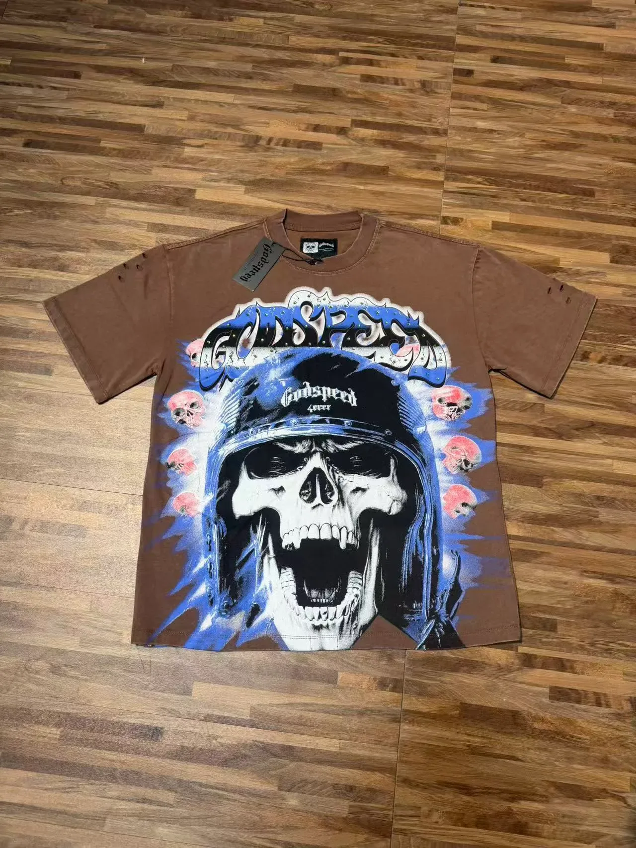 Godspeed Skull Graphic Distressed T-Shirt 6