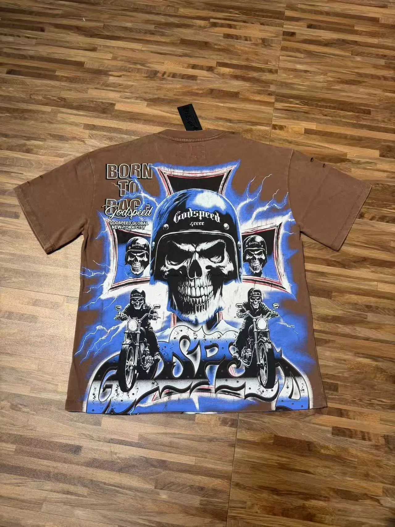 Godspeed Skull Graphic Distressed T-Shirt 7