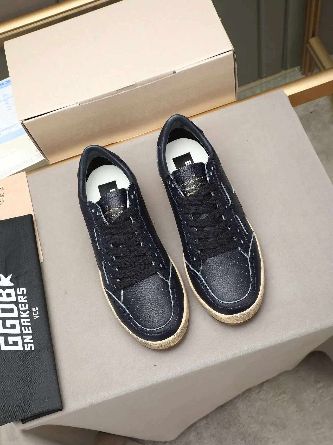 Golden Goose All Star Navy Peppled Leather Lifestyle Sneakers 2
