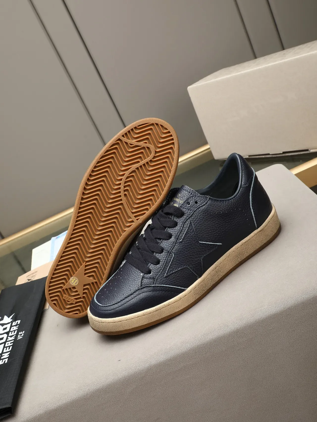 Golden Goose All Star Navy Peppled Leather Lifestyle Sneakers 4
