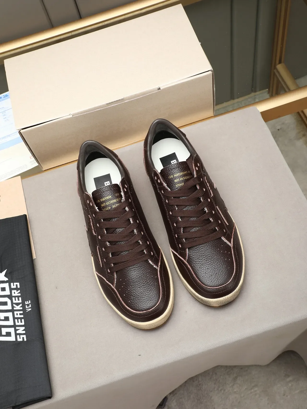 Golden Goose Ball Star Brown Pebbled Leather Lifestyle Sneakers 2