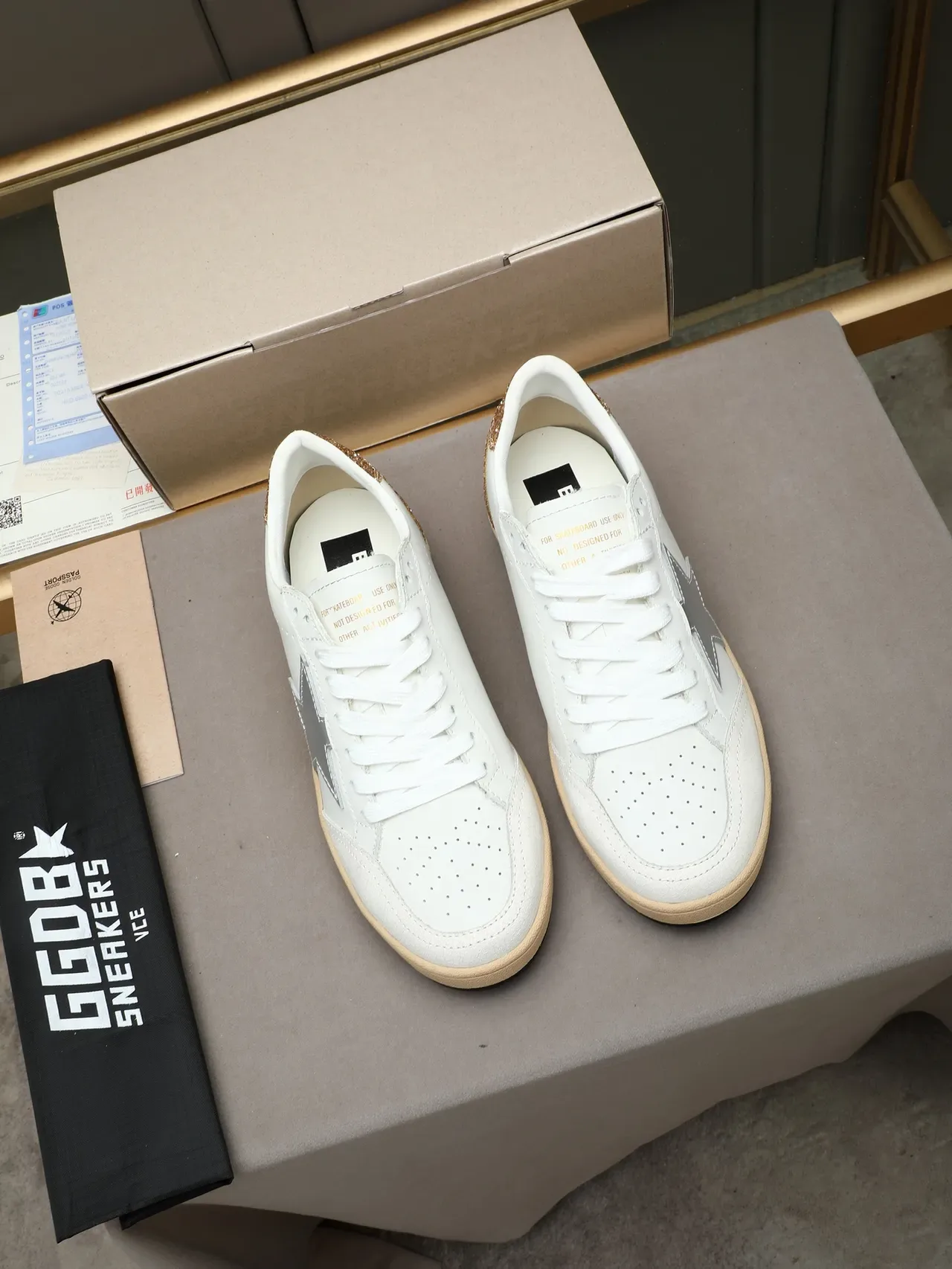 Golden Goose Ball Star White and Gold Glitter Lifestyle Sneakers 2