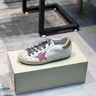 Golden Goose Superstar 粉色闪光星豹纹蕾丝生活运动鞋