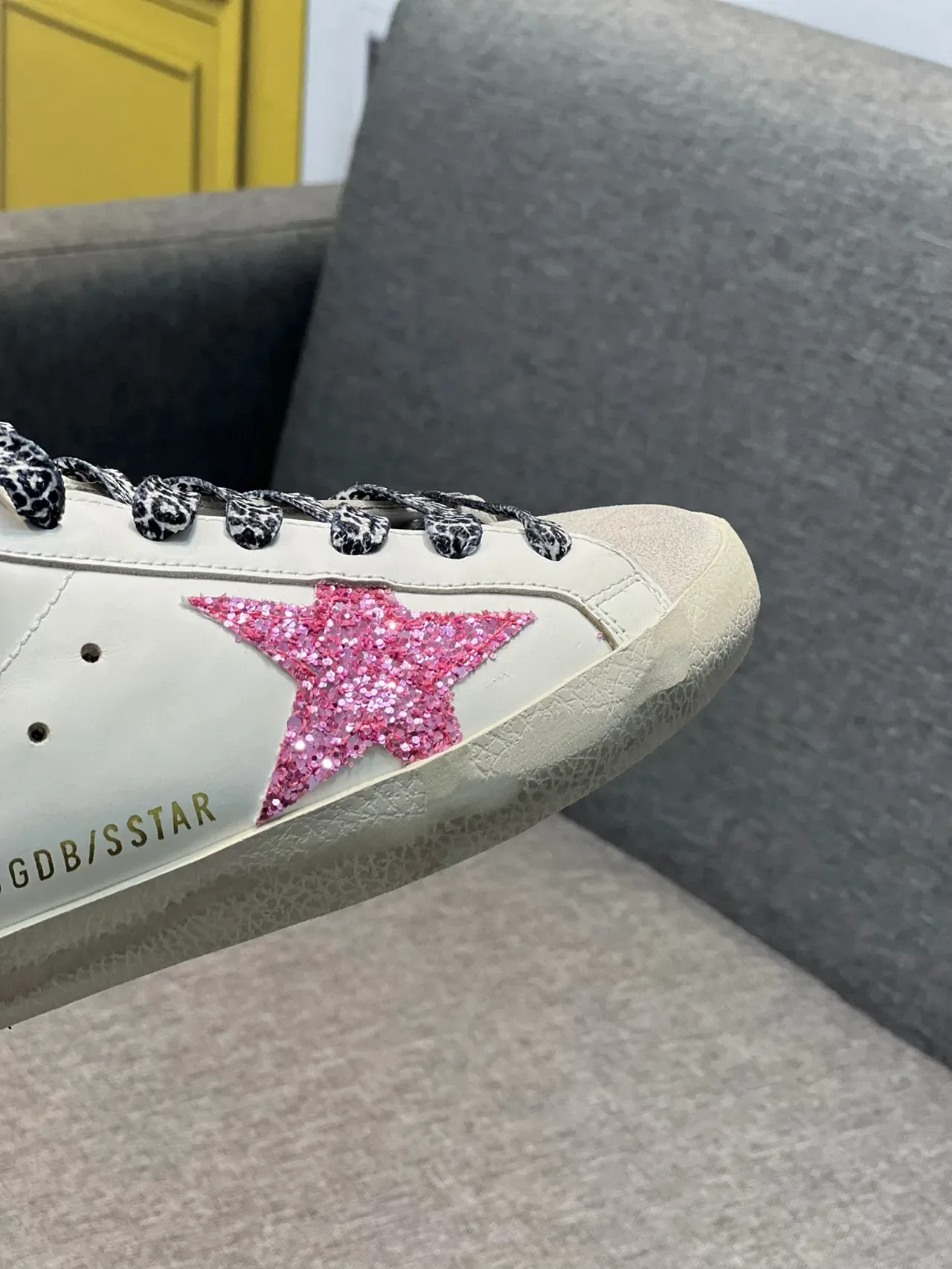 Golden Goose Superstar rosa brilhante estrela leopardo renda lifestyle sneaker 3