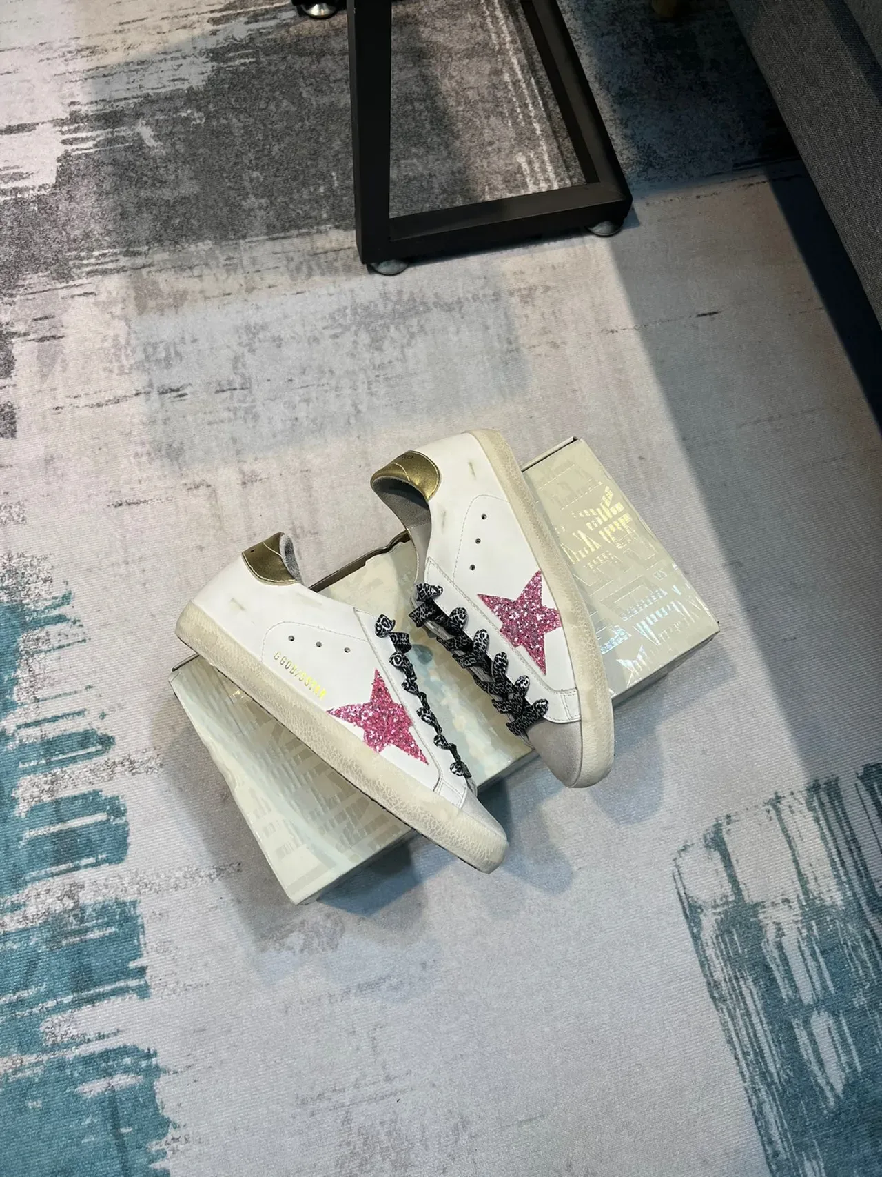 Golden Goose Superstar rosa brilhante estrela leopardo renda lifestyle sneaker 5