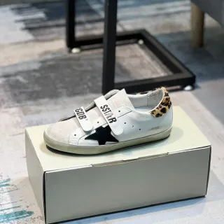 Golden Goose Superstar White Brown Laceless Velcro Strap Black Star Appliqué Lifestyle Sneakers