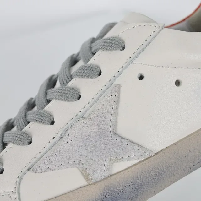 Golden Goose Superstar White Orange Distressed Sole Star Side Patch Lifestyle Sneakers 6