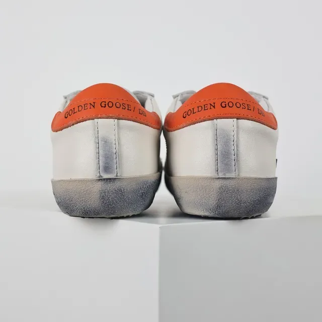 Golden Goose Superstar White Orange Distressed Sole Star Side Patch Lifestyle Sneakers 8