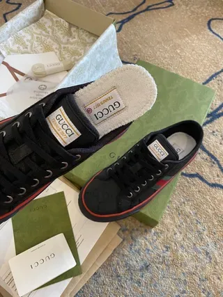 Gucci Ace Black Red Low-Top Canvas-Like Upper Lifestyle Sneakers 4