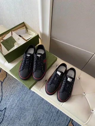 Gucci Ace Black Red Low-Top Canvas-Like Upper Lifestyle Sneakers 6