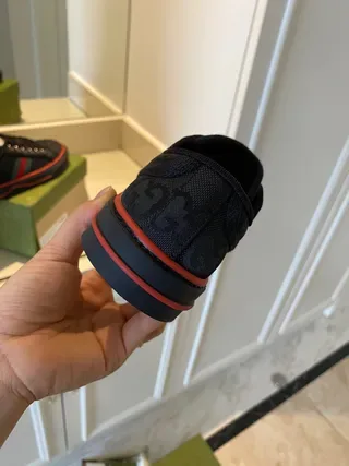 Gucci Ace Black Red Low-Top Canvas-Like Upper Lifestyle Sneakers 9
