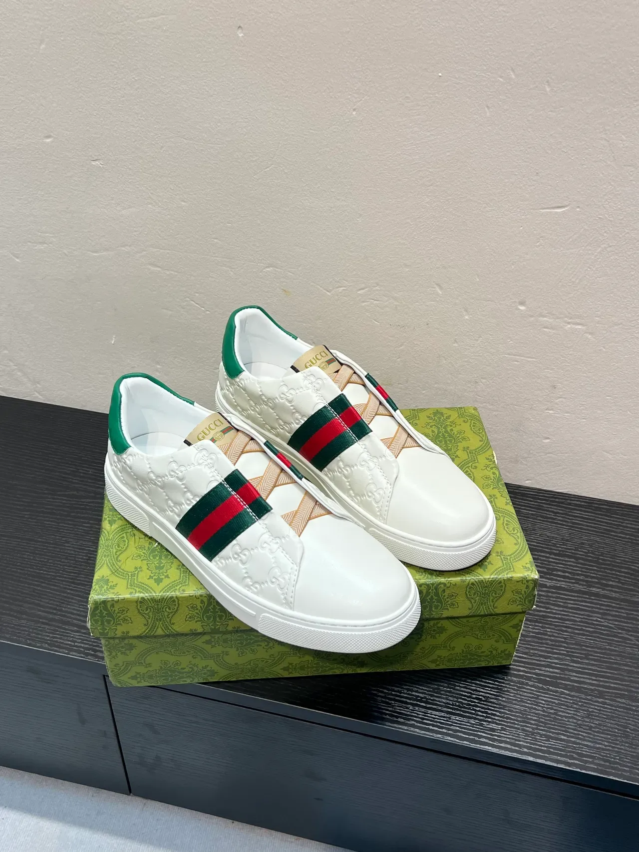 Gucci Ace Embossed GG Web Stripe Slip-On Lifestyle Sneakers 5