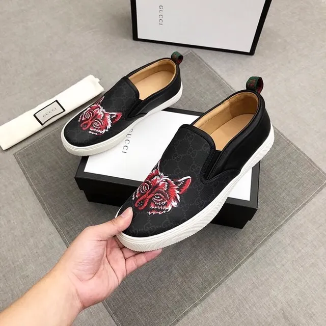 Gucci Ace Fox Embroidered Black and White Loafers 4