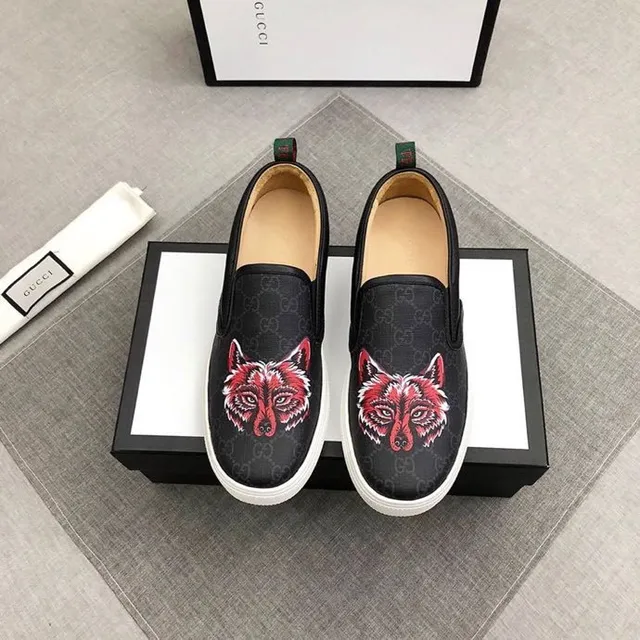 Gucci Ace Fox Embroidered Black and White Loafers 5