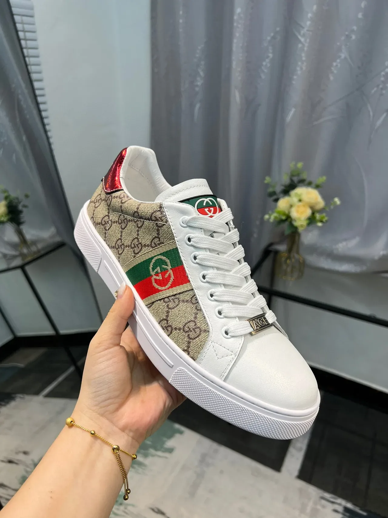 Gucci Ace GG Monogram Web Stripe tênis lifestyle 6