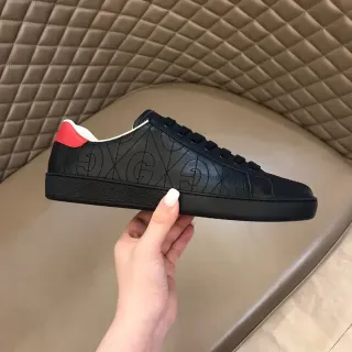 Gucci Ace GG-Stitched Black and Red Lifestyle Sneakers