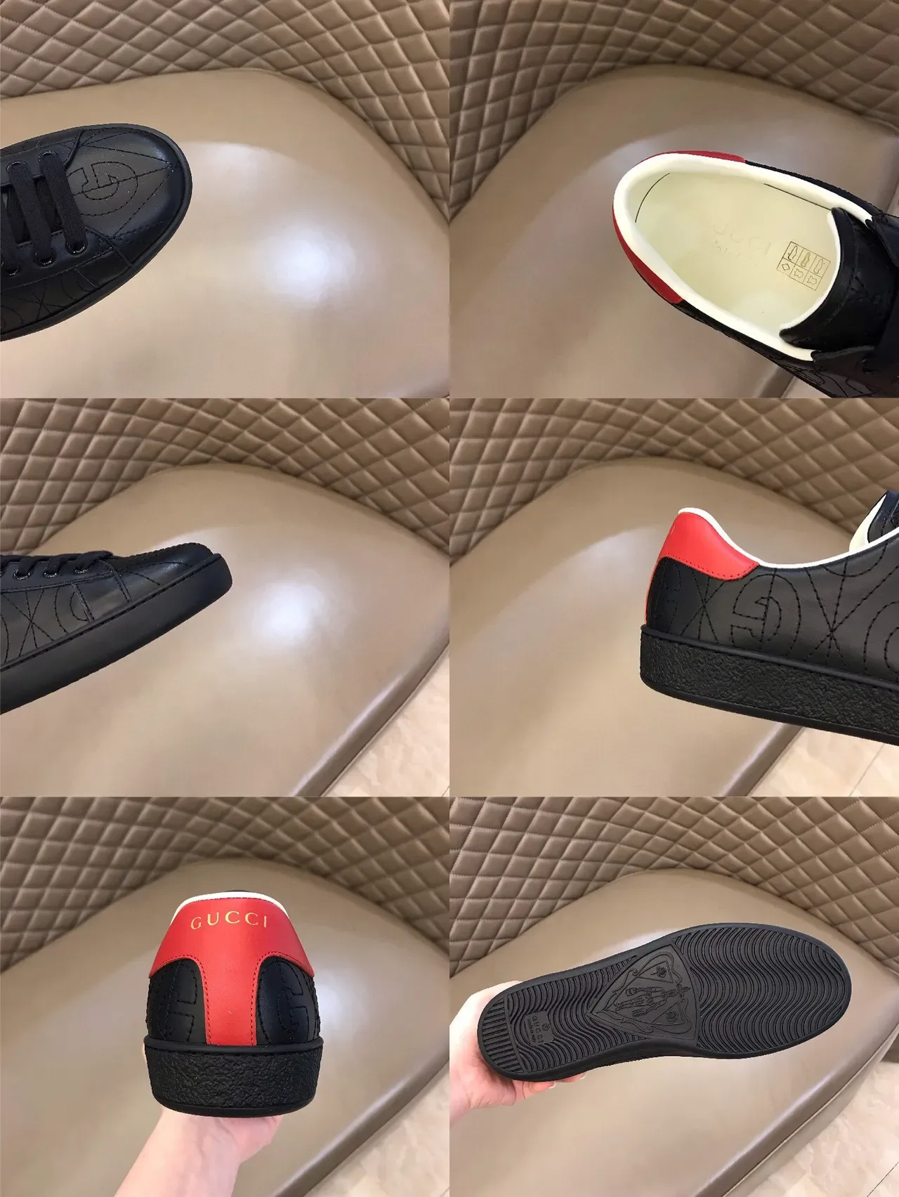 Gucci Ace GG-Stitched Black and Red Lifestyle Sneakers 2