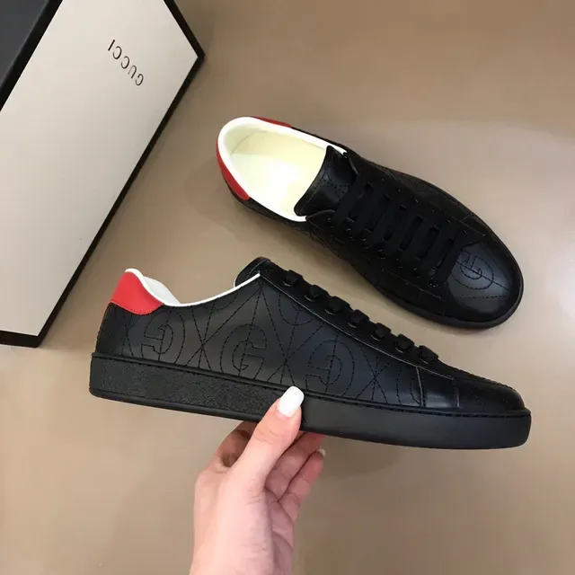 Gucci Ace GG-Stitched Black and Red Lifestyle Sneakers 6