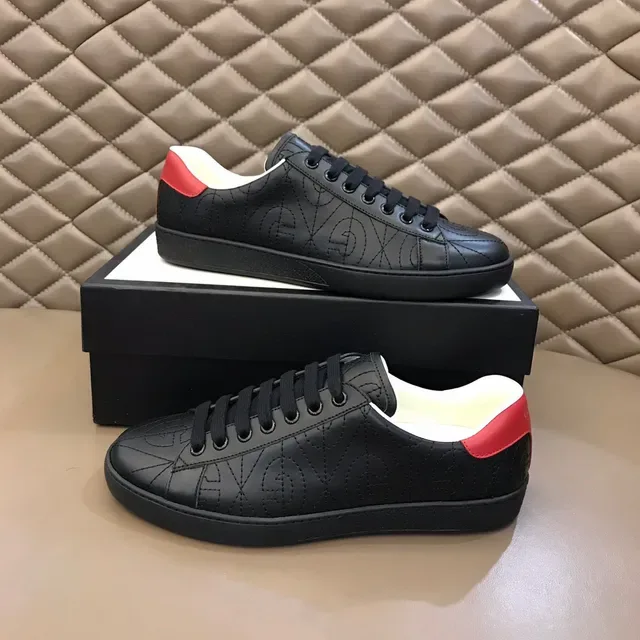 Gucci Ace GG-Stitched Black and Red Lifestyle Sneakers 7