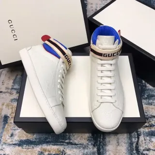 Gucci Ace High White Embossed GG Web-Trimmed Lifestyle Sneakers