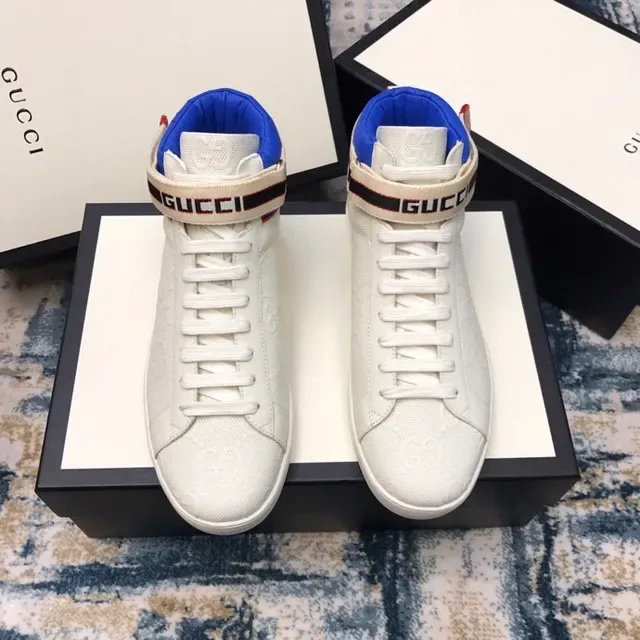 Gucci Ace High White Embossed GG Web-Trimmed Lifestyle Sneakers 2