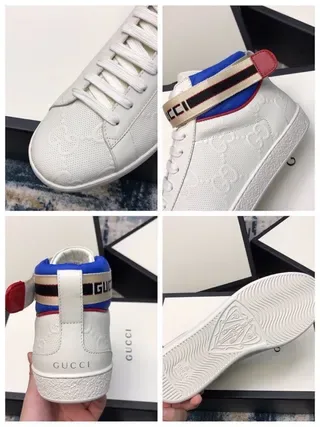 Gucci Ace High White Embossed GG Web-Trimmed Lifestyle Sneakers 3