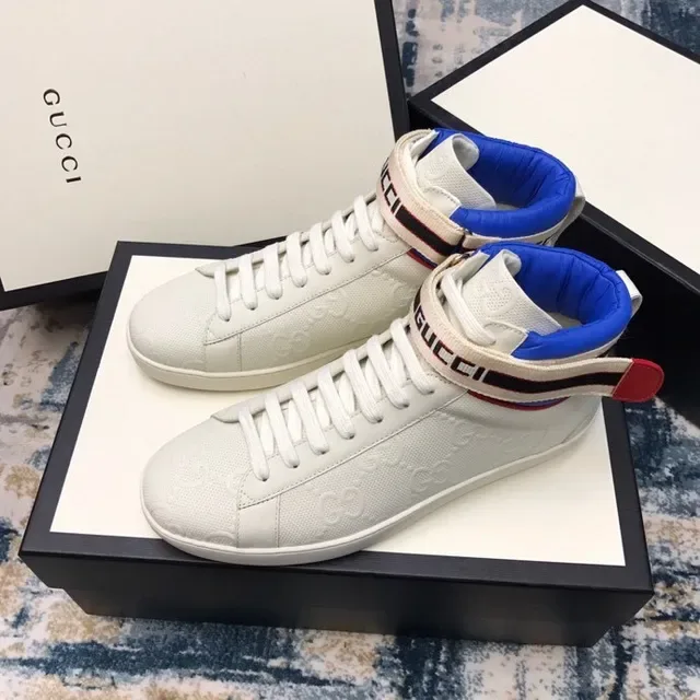 Gucci Ace High White Embossed GG Web-Trimmed Lifestyle Sneakers 4