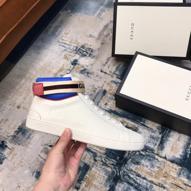 Gucci Ace High White Embossed GG Web-Trimmed Lifestyle Sneakers 5