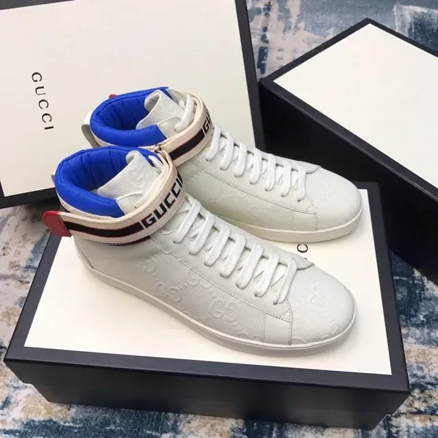 Gucci Ace High White Embossed GG Web-Trimmed Lifestyle Sneakers 6