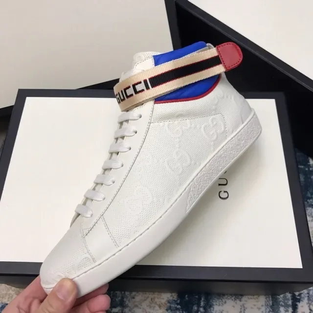 Gucci Ace High White Embossed GG Web-Trimmed Lifestyle Sneakers 7