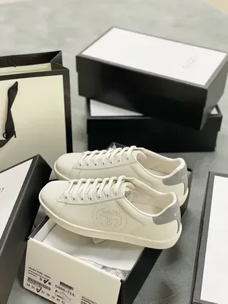 Gucci Ace Perforated Logo White Lifestyle Sneakers 4