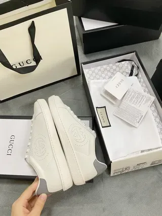 Gucci Ace Perforated Logo White Lifestyle Sneakers 6