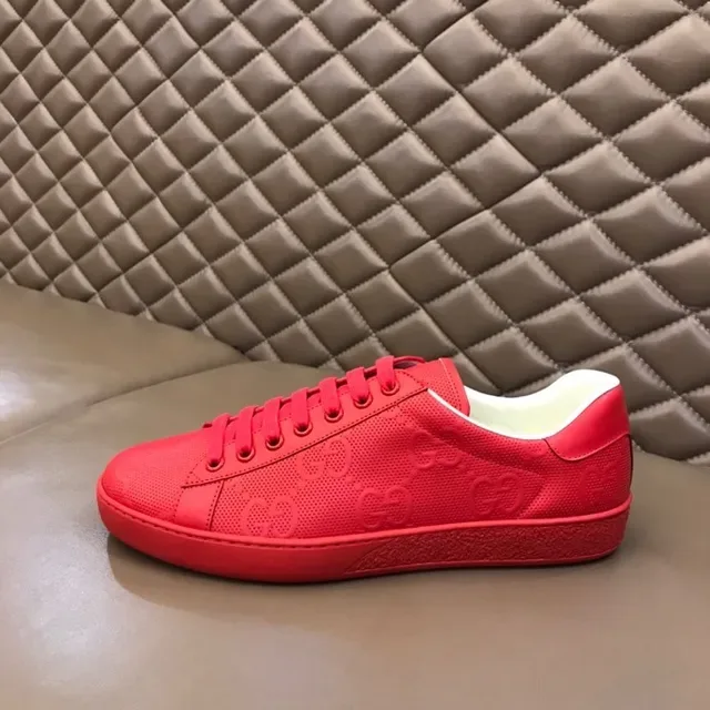 Gucci Ace Perforated Red GG Monogram Lifestyle Sneakers 2