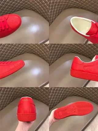 Gucci Ace Perforated Red GG Monogram Lifestyle Sneakers 3
