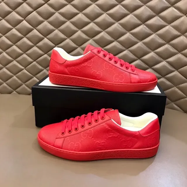 Gucci Ace Perforated Red GG Monogram Lifestyle Sneakers 4