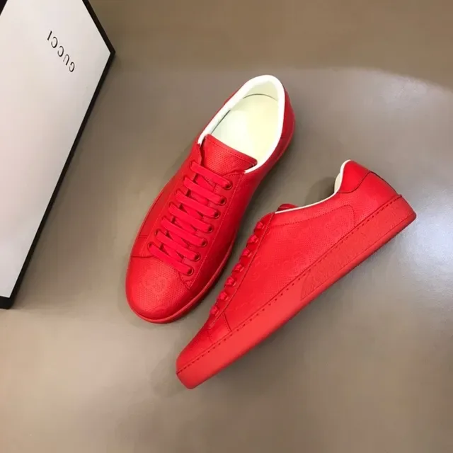 Gucci Ace Perforated Red GG Monogram Lifestyle Sneakers 5