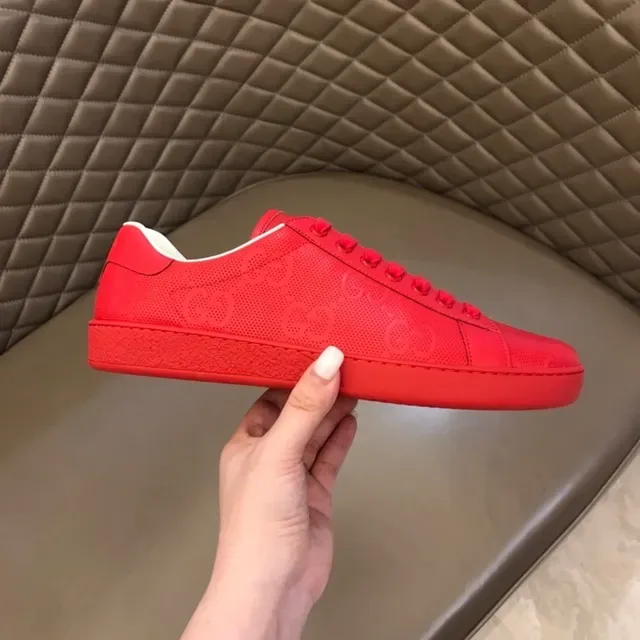 Gucci Ace Perforated Red GG Monogram Lifestyle Sneakers 6