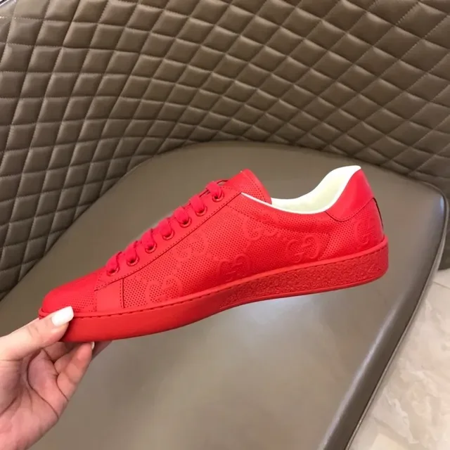 Gucci Ace Perforated Red GG Monogram Lifestyle Sneakers 9