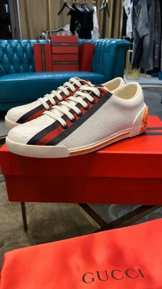 Gucci Ace White Red Navy Orange Lifestyle Sneakers 2