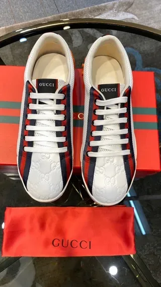 Gucci Ace White Red Navy Orange Lifestyle Sneakers 4