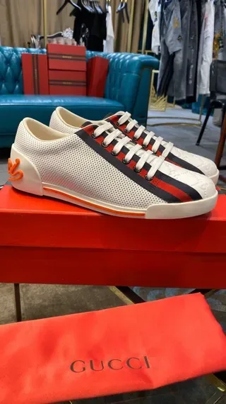 Gucci Ace White Red Navy Orange Lifestyle Sneakers 5