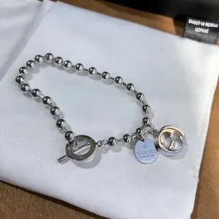 Gucci Ball-Chain Bracelet Silver Toggle Clasp Bracelet