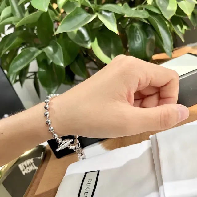Gucci Ball-Chain Bracelet Silver Toggle Clasp Bracelet 2